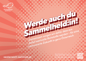 Text auf rotem Hintergrund: Werde auch du Sammelheld:in!