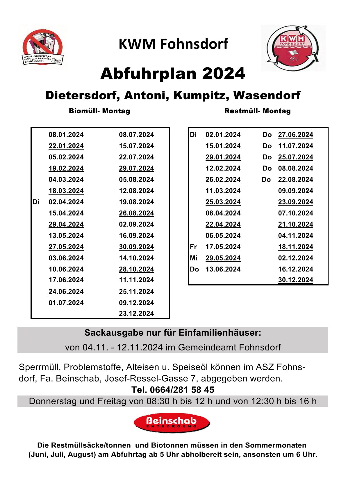 Abfuhrtermine 2024 - Kommunale Abfallwirtschaft Land Steiermark