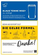 Plakat für Sammelstellen, wo die Blauen Tonnen abgezogen werden. 